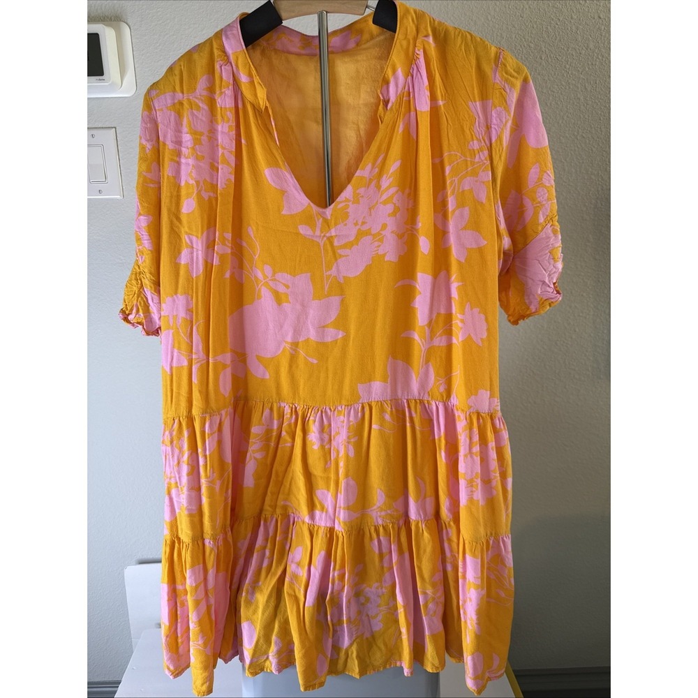 Charming Charlie Women's Orange Multi Tiered‎ Short Sleeve Dress Size XL